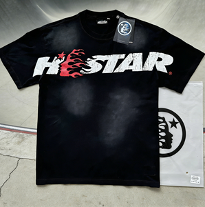 Camiseta de Hombre de Moda, Holgada, de Manga Corta, 100% Algodón, con Estampado Digital Vintage de Estrella Infernal - Product Image 1