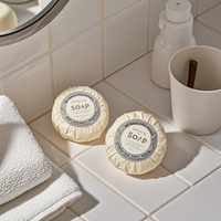Savon de toilette rond miniature personnalisé avec logo, 30g, 25g, 20g, 15 grammes, avec emballages pour kit d'accueil 5 étoiles