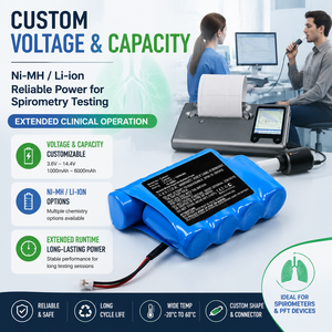 Batterie rechargeable personnalisée pour Micro Medical MicroLab MK8 ML3500 Medgraphics Vyaire NDD CareFusion MIR Spirometer OEM - Product Image 3