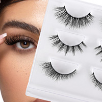 3 paires de faux cils, naturels, 3D, volumineux et épais, style monobloc, en boîte, réutilisables