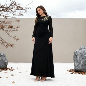 Premium Lace Trim Polyester <b>Abaya</b> for Muslim Women Elegant Modest Dress Custom Wholesale Supplier OEM China - Product Image 3