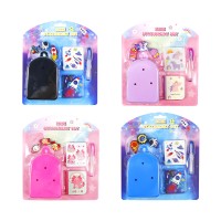 Adorable mini sac à dos en silicone bricolage papeterie trou breloques accessoires d'écriture amusants coffret cadeau comprenant des cahiers stylos gel créatifs