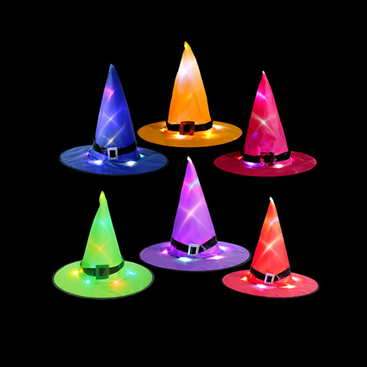 Оптовая продажа, аксессуары для косплея, декоративный светильник, миниатюрное светодиодное освещение, волшебник, ведьма, шляпа, украшение для Хэллоуина для взрослых и детей, поставщик вечеринок