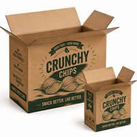 Boîte d'emballage promotionnelle en carton ondulé avec carton kraft simple face 300 g/m² et impression sérigraphiée pour les chips