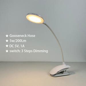 Mini lampe de lecture de <span class=keywords><strong>livre</strong></span> Rechargeable, gradation en 3 étapes, blanc Flexible, Clip <span class=keywords><strong>facile</strong></span> à lire, lampe de bureau à Led avec pince - Product Image 1