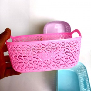 R277 Square Organizer <b>Basket</b>, Storage <b>Basket</b>, Hollowed-out Cosmetics and Jewelry Storage <b>Basket</b>, Colored <b>Plastic</b>, 1 Yuan - Product Image 3