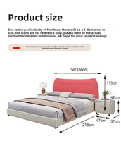 Modernes Minimalistisches Bett mit Wellenförmigem Kopfteil Gepolstertes Lederbett Pneumatische Struktur Drei Schubladen Luxuriöses Kingsize-Bett für Hotel- und Villenprojekte