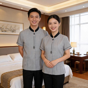 Hotel Uniforms Summer Short Sleeve Cotton Unisex Workwear For Hotels And Guesthouses - Product Image 2