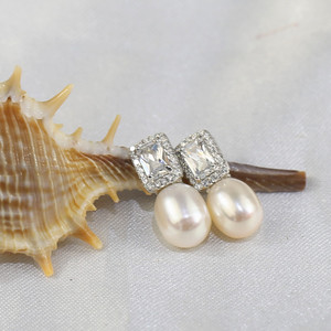 Pendientes Elegantes de Plata 925 con Perlas Naturales de Agua Dulce de 8mm, Diseño de Moda FEIRUN, Gran Venta 2021 - Product Image 2