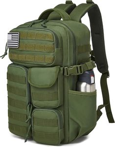 <span class=keywords><strong>Sac</strong></span> à <span class=keywords><strong>dos</strong></span> tactique Spoir - Denim <span class=keywords><strong>militaire</strong></span> imperméable avec fermeture à glissière, plusieurs poches, équipement tactique pour l'extérieur (vert <span class=keywords><strong>25L</strong></span>) - Product Image 2