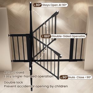 Barrière de sécurité pour animaux de compagnie extra large à fermeture automatique, 29,7\"-46\", facile à franchir, barrière d'<span class=keywords><strong>escalier</strong></span>, 30\" de haut, noire, barrière pour chiens et bébés, <span class=keywords><strong>porte</strong></span> pressurisée - Product Image 2