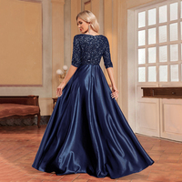 TEENYEE modeste femmes manches courtes robe trapèze formelle nouveau faux deux pièces mère de la mariée robes robe de soirée