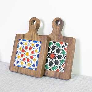 Posavasos de madera con diseño de azulejos, cuadrado, resistente al calor, para uso en la cocina. - Product Image 4