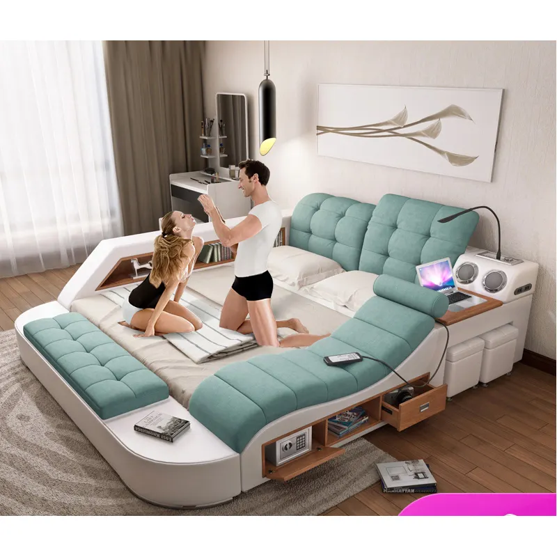 Vendite calde USA Massaggio Intelligente Letto Con USB e LED Mobili Camera Da Letto di Lusso Camera Da Letto Mobili