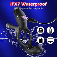 Vibrateur de massage de la prostate pour homme à charge magnétique USB, en silicone, étanche, stimulateur de prostate