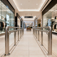 Rampe d'escalier en acier inoxydable au design moderne, balustrade, balustrade, baldaquin en verre, colonne, main courante, raccords de pilier pour escaliers de centre commercial