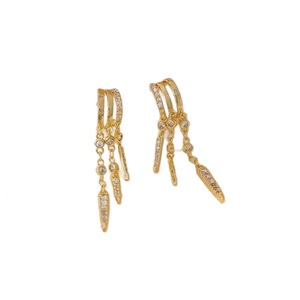 <span class=keywords><strong>Orecchini</strong></span> Pendenti Placcati Oro 18K di Alta Qualità, <span class=keywords><strong>Set</strong></span> di <span class=keywords><strong>Orecchini</strong></span> a Goccia con Zirconi in <span class=keywords><strong>Argento</strong></span> e Nappine per Donne - Product Image 5