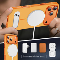 Étui de téléphone ATB avec charge magnétique sans fil, TPU+PC, étanche, antichoc, design haut de gamme, avec support intégré pour 17 Pro Max