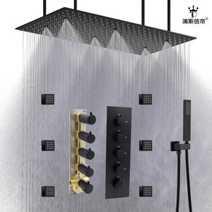 Juego de ducha empotrado Dipsi Emperor con cabezal de lluvia cuadrado, acabado negro mate, sistema de agua para baño - Product Image 1