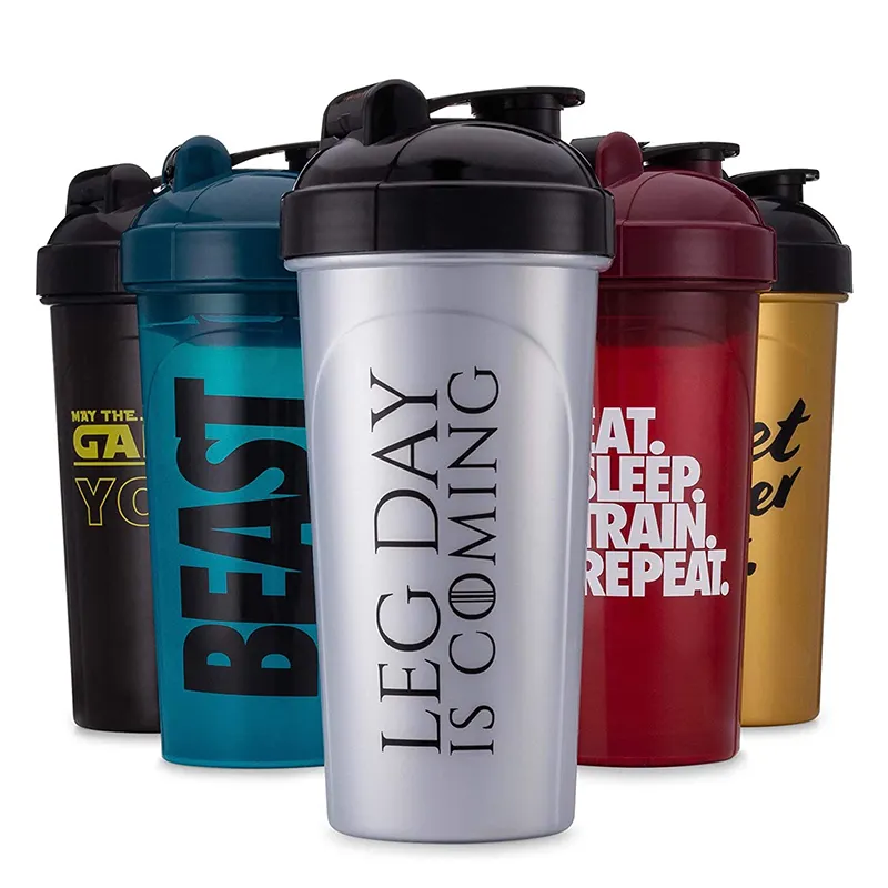 Fitness bpa free plastic spice custom logo gym shaker bottle for protein