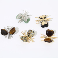 Ornement Papillon en Pierre Naturelle, Cristal en Forme de Cœur, Spécimen Minéral Libellule, Décoration Artisanale Simple, Vente en Gros Direct Usine
