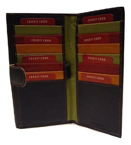 Hiện Đại Unisex Chống Trộm Da Chính Hãng Ví/Ví Nút Đóng Cửa Dài Chiều Dài Polyester Lót Chuỗi Kim Cương Logo Ngọc Trai - Product Image 3