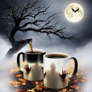 Halloween Coffee Cup350ml cambia colore Zombie ceramica Horror tazza con manico novità regalo per mamma papà e <span class=keywords><strong>amici</strong></span> riutilizzabili - Product Image 2