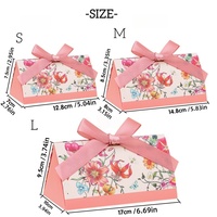 Boîte à bonbons triangulaire artisanale écologique réutilisable pour mariage, avec ruban en forme de feuille métallique et nœud, en papier artistique, pour fiançailles