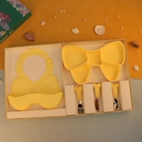 Emballage personnalisé de haute qualité imprimé boîte colorée avec couvercle et coussin d'emballage pour bébé alimentation assiette bol tasse ensembles