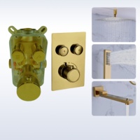 Robinet de douche encastré à deux fonctions avec bouton-poussoir en laiton massif pour mélange eau chaude et froide, système de douche encastré pour salle de bain