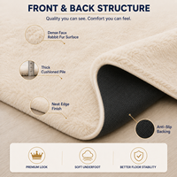Tapis de salle de bain de luxe moderne en fausse fourrure de lapin, à poils coupés, antidérapant, absorbant, doux, réversible, sans perte de poils, pour hôtel et maison