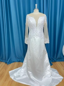 Vestido <span class=keywords><strong>de</strong></span> novia <span class=keywords><strong>de</strong></span> lujo <span class=keywords><strong>de</strong></span> Dubái africano | Tren <span class=keywords><strong>de</strong></span> borde <span class=keywords><strong>de</strong></span> cristal con Apliques <span class=keywords><strong>de</strong></span> encaje con cuentas a mano | Vestido <span class=keywords><strong>de</strong></span> manga larga modesto | Aso Ebi Queen 2025 - Product Image 3