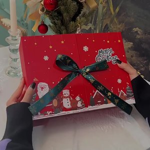 Red Double Door Large Gift Box & Gift Bag Set <b>Scarf</b> & Thermos Cup Packaging Box <b>Christmas</b> Eve Gift Box - Product Image 4