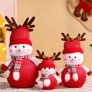 Nouvelles décorations de Noël transfrontalières : figurines, poupées et ornements bonhomme de neige en peluche courte (31cm-50cm) pour fenêtre de Noël (0-24 mois) - Product Image 4