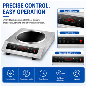 Cocina de Inducción de un Solo Quemador de 3500W, Estufa Eléctrica de Acero Inoxidable para Encimera, Control Digital para Cocina Comercial - Product Image 2