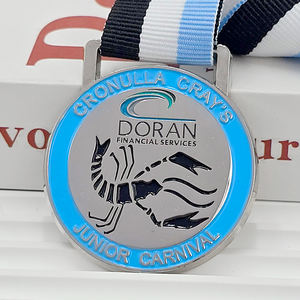 Medallas deportivas grabadas personalizadas duraderas de aleación de Zinc con cinta impresa troquelada para ciclismo Judo fútbol duatlón - Product Image 2