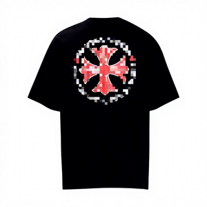Camiseta de Manga Corta con Bordado de Corazones Cromados y Herradura Roja, Versión Correcta, Algodón, Colección 22ss, Unisex, para Parejas, a la Moda - Product Image 6