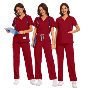Conjuntos <span class=keywords><strong>de</strong></span> uniformes médicos con cintura acanalada y pantalones <span class=keywords><strong>de</strong></span> pierna ancha para mujer, materiales elásticos, pedido al por mayor, para proveedores - Product Image 3