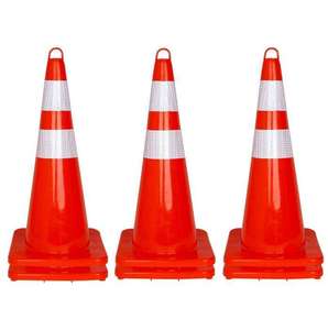 Cône de signalisation routière en PVC orange de 30/45/50/70/75 cm avec base noire - Product Image 1