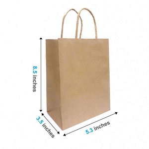 Custom logo Plain Brown Kraft Paper <b>Bags</b> with Twisted Handles 5.3x3.5x8.5 Inches - Product Image 1