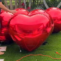 Ballons en forme de cœur gonflables réfléchissants rouges, ballons géants en PVC, grande boule/sphère miroir brillante pour la décoration de mariage, d'anniversaire, d'événements