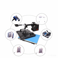 Mesin Press Panas 5-in-1 Combo (Swing Away) 38x38 cm untuk Topi, Kaos, Mug, Topi Baseball, dan Piring