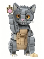 Kit de Construcción de Gato Adorable y Esponjoso, Juguetes Educativos para Niños, Manualidades, Regalo Coleccionable, Decoración, Modelo, Adorno