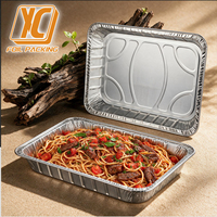 Récipient jetable argenté de 6700ml en aluminium 457X337X63mm pour la cuisson des aliments de pique-nique en plastique PET