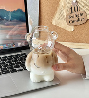 Verres à vin sans pied Kaly's en cristal peints à la main, motif ours mignon, 320 ml, lot de 6 à 10, idéaux pour desserts, jus, thé et café