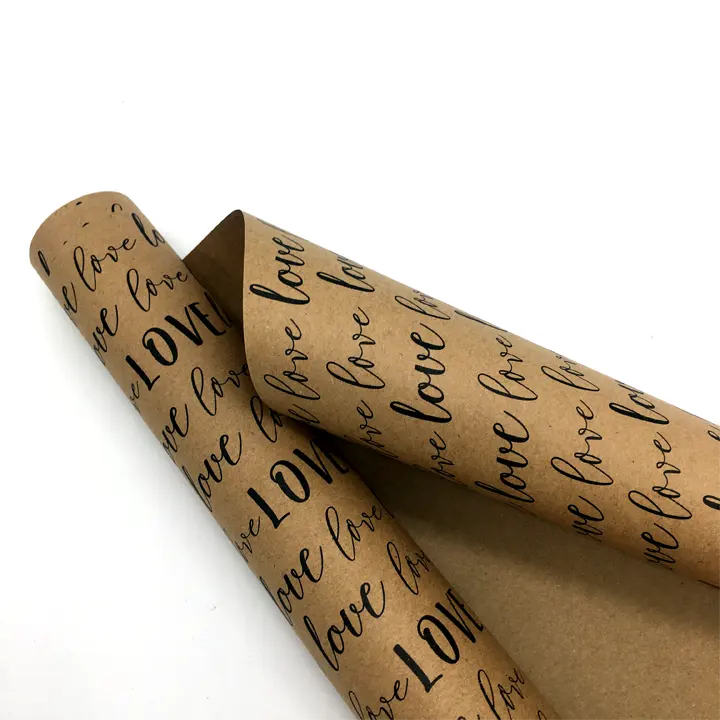 Hot sell brown kraft paper with black and customized printing wrap for big luxury gifts packaging