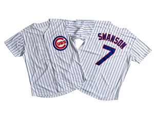 เสื้อเบสบอลชิคาโกคับส์แบบกำหนดเองสำหรับผู้ชาย สีน้ำเงิน-ขาว ปักโลโก้แบบเย็บติด - Product Image 2