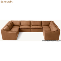 Ensemble de canapés modulaires en cuir de luxe, combinaison personnalisable pour grand salon, mobilier de maison