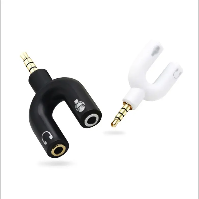 U Type Jack 3.5mm To Dual 3.5mm Headphone Separator Male To Female Stereo Audio Earphone Splitter Adapter