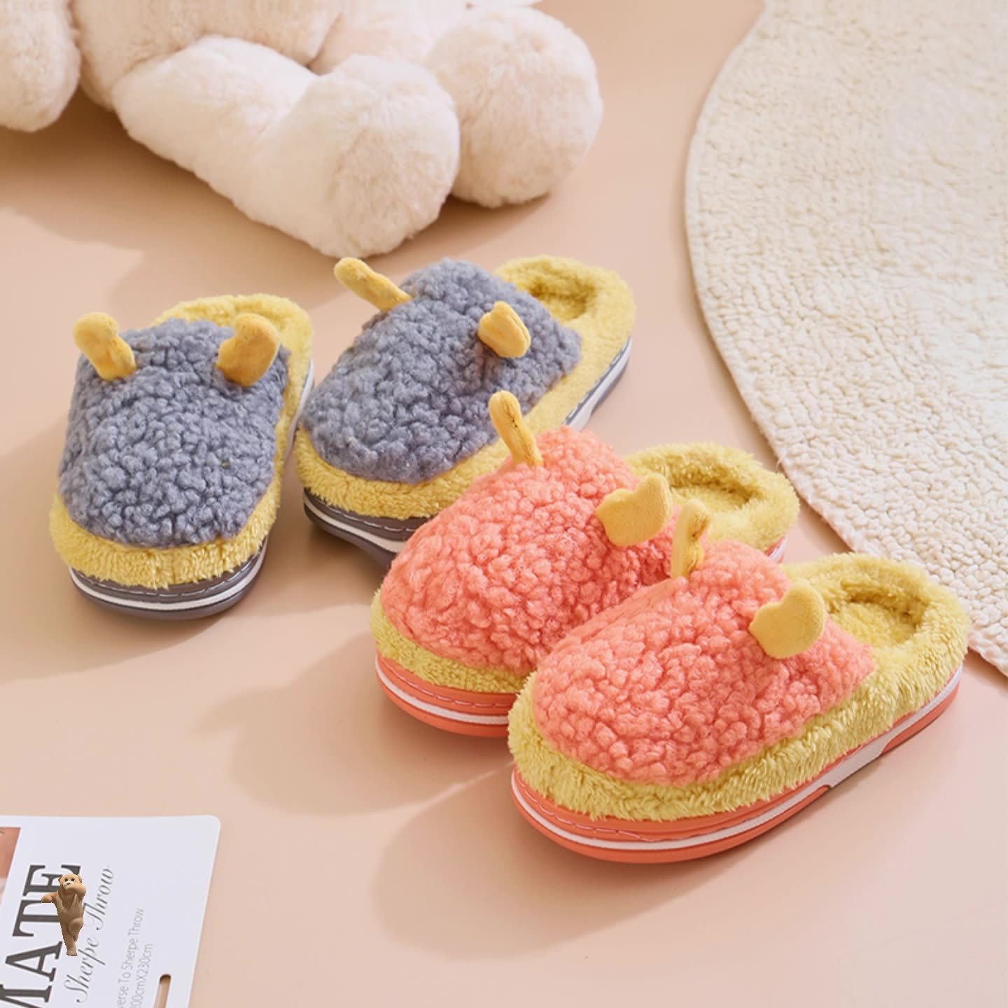 Women's Fur Slippers With Plush Footbed - Non-Slip Cow Tendon Sole For Home, Winter & Holiday Wear